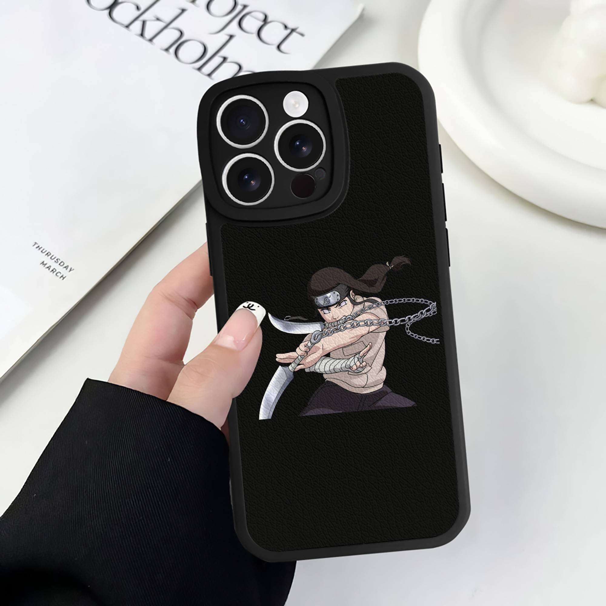 （画像用） NARUTO -ナルト- 日向ネジ Hyūga Neji 【iPhone 16シリーズ対応】シリコンスマホケース（レザー調） 材質：シリコン